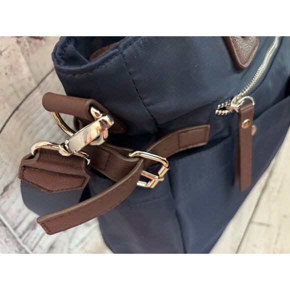 Signature Navy Blue Nylon Large Handbag Crossbody Tote - Picture 9 of 12